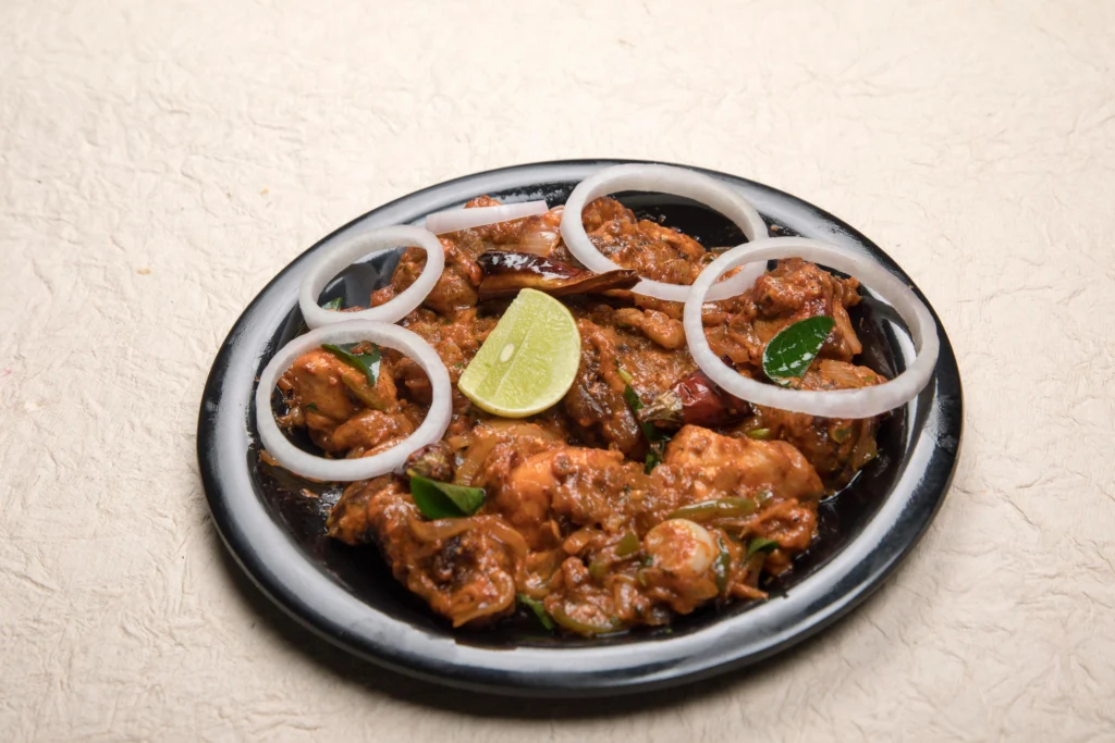 Classic chicken tikka masala curry served with rice